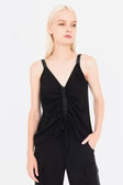ELAINE KIM | CUPRO BIAS CAMISOLE WITH GROSGRAIN TRIM | BLACK