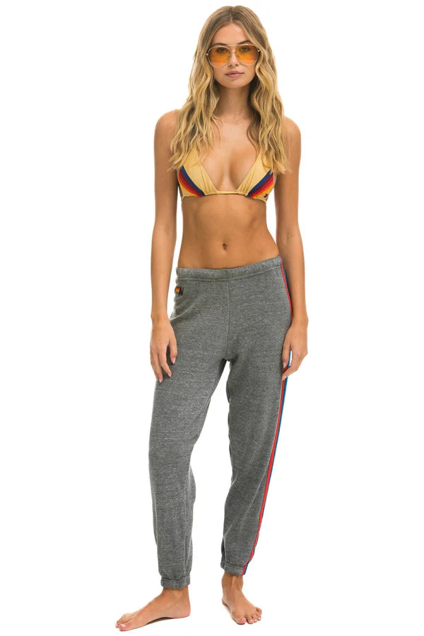 Aviator Nation/5 stripe sweatpants/heather grey