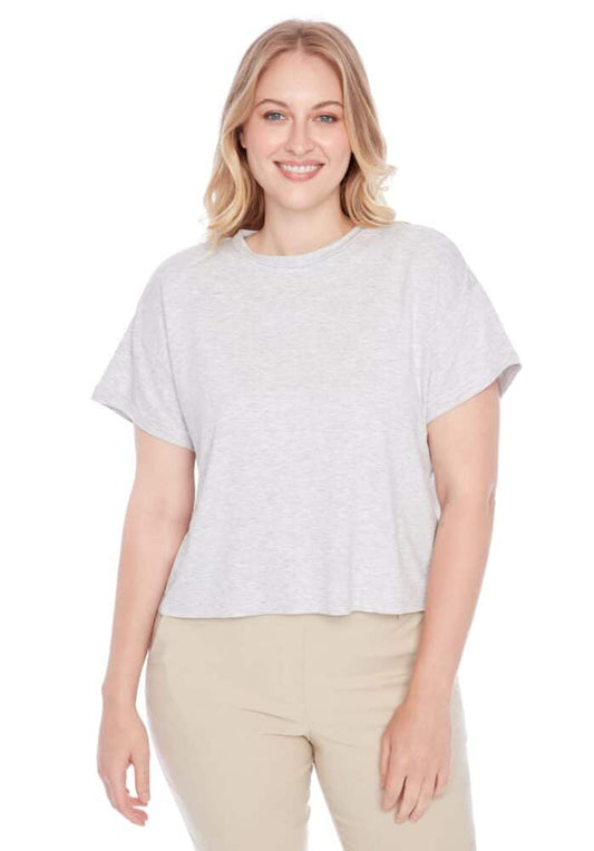 ILTM/Crop Top Short Sleeve/Light Grey Melange
