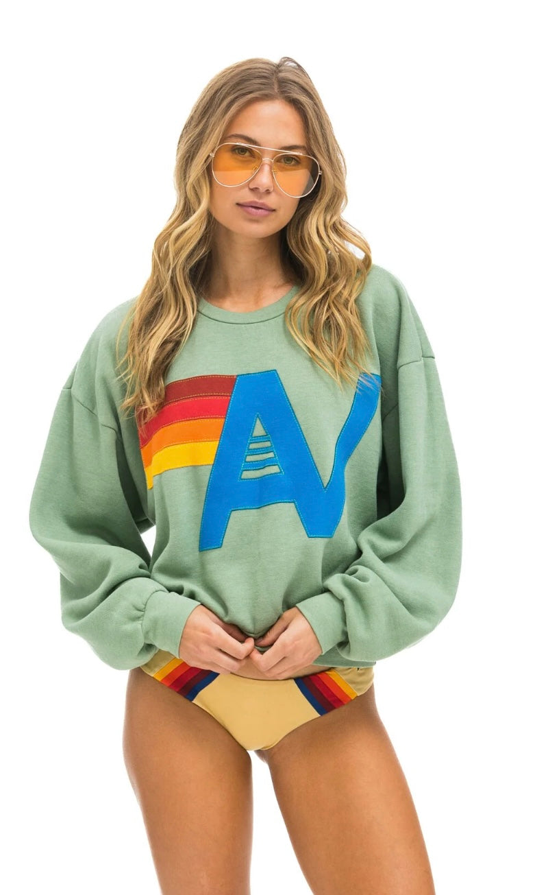 AVIATOR NATION | LOGO STITCH PULLOVER | SAGE