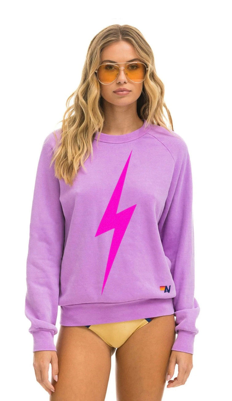 AVIATOR NATION | BOLT - CREW SWEATSHIRT | NEON PURPLE|NEON PI K