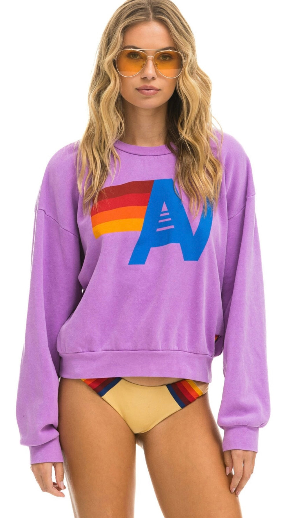 AVIATOR NATION | LOGO PULLOVER RELAXED | NEON PURPLE