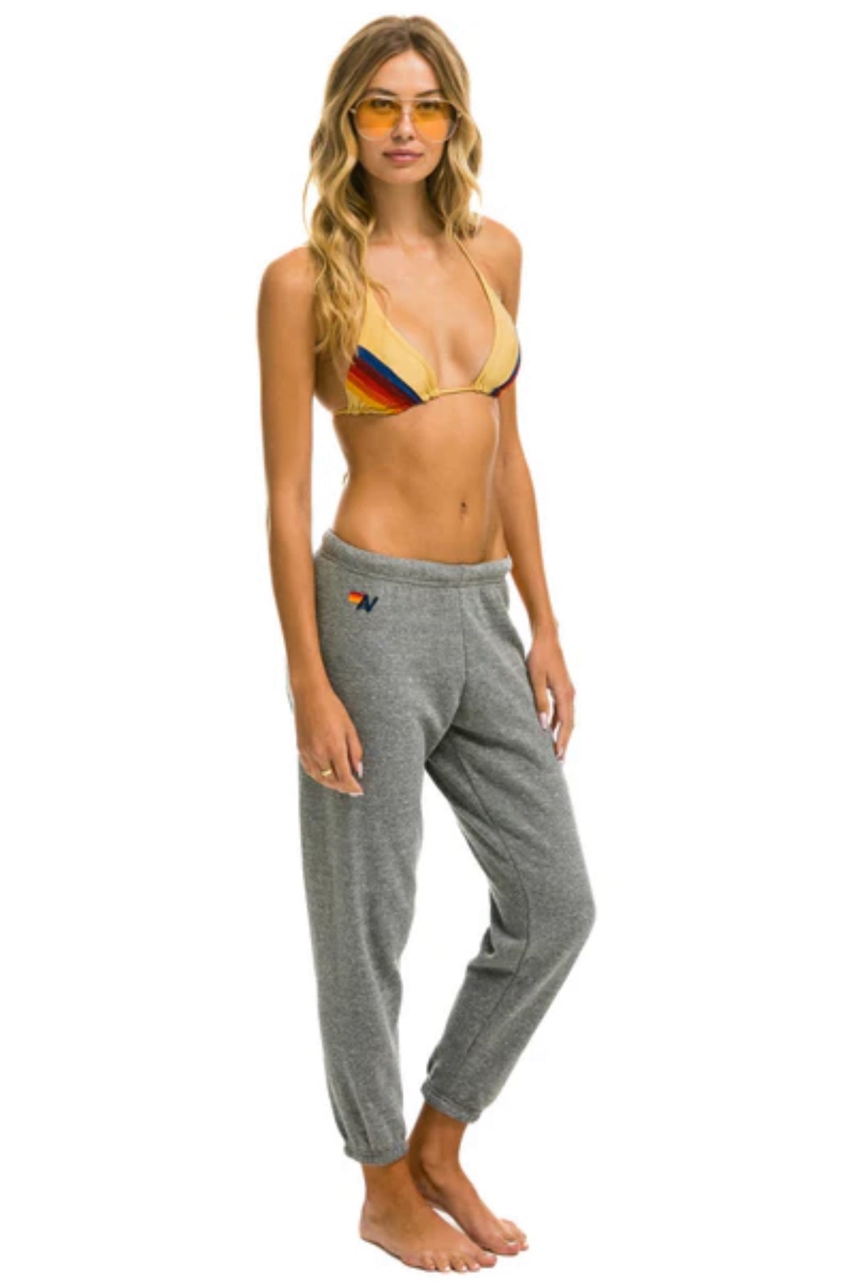 AVIATOR NATION | 5 STRIPE WOMENS SWEATPANT | HEATHER GREY