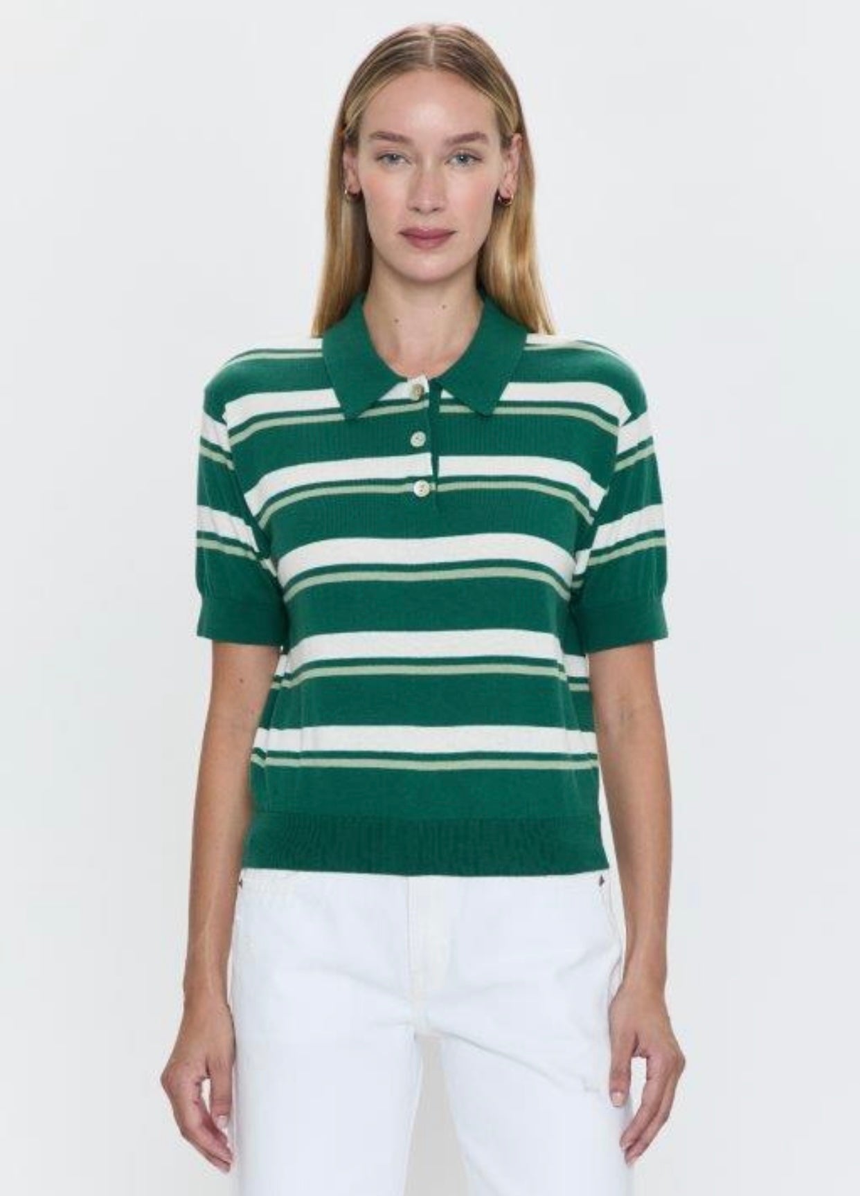 PISTOLA DREA CROPPED POLO | EMERALD STRIPE