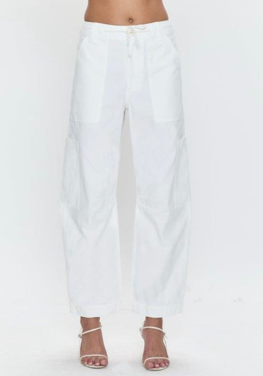 PISTOLA | SABRINA CURVED UTILITY PANTS | WHITE