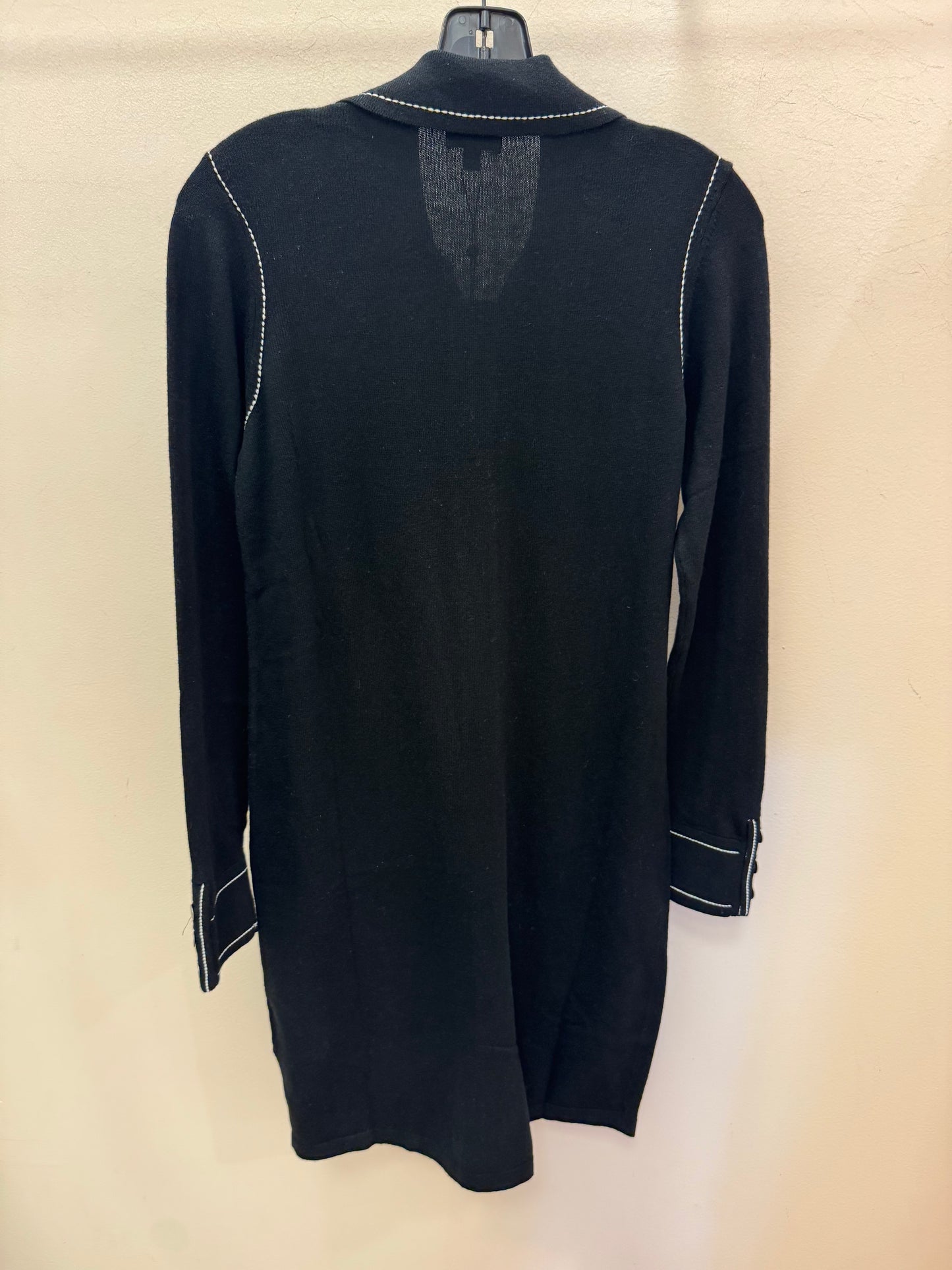 MINNIE ROSE | COTTON CASHMERE EMBROIDERED BUTTON DOWN DRESS | BLACK