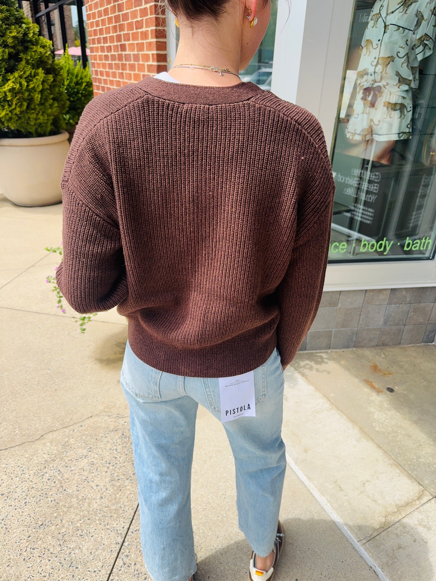 PISTOLA | ORLA RELAXED CARDIGAN SWEATER | CHOCOLATE