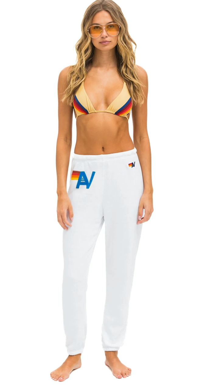 Aviator Nation/ LOGO STITCH SWEATPANTS/ WHITE