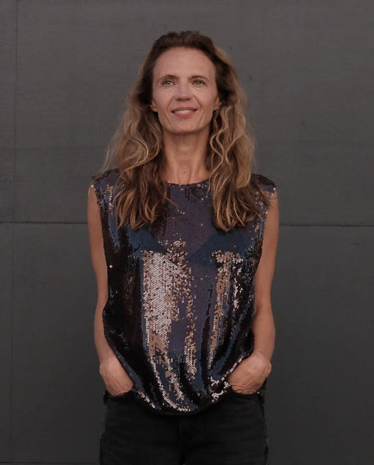 Monday12/ Sequin Tank/ dark brown