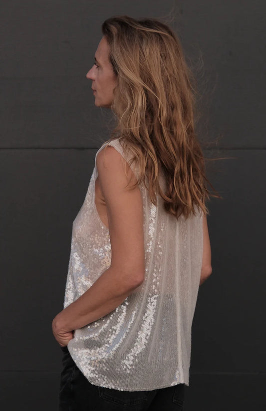 Monday12/ Sequin Tank/ Ivory