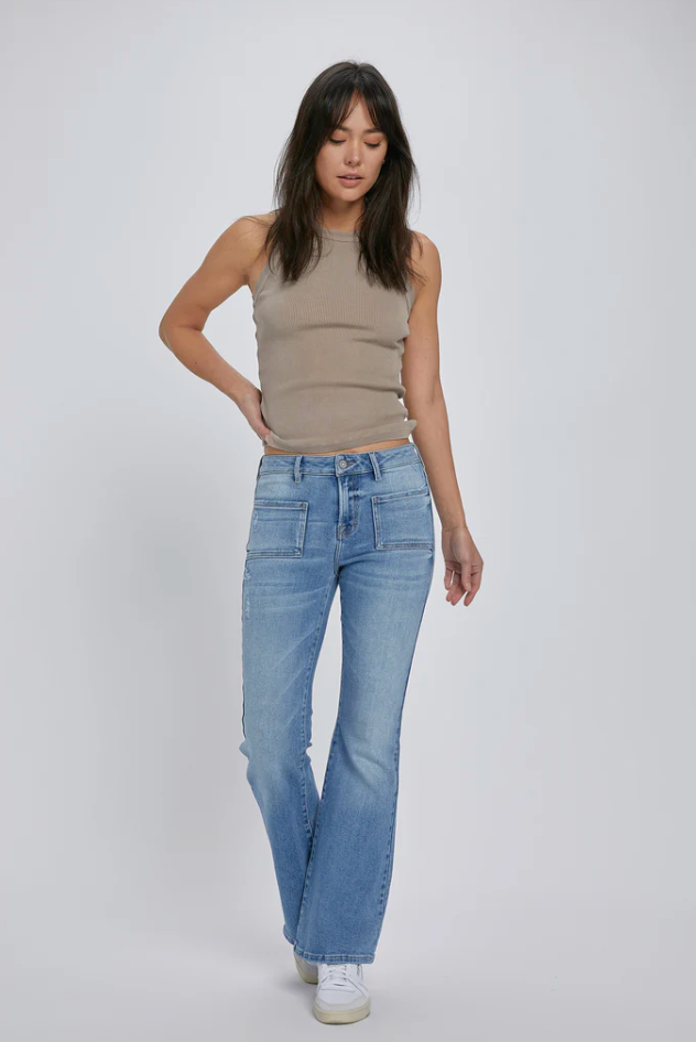 Hidden/ 31" Inseam Mid Rise Happy Flare/ Medium Light