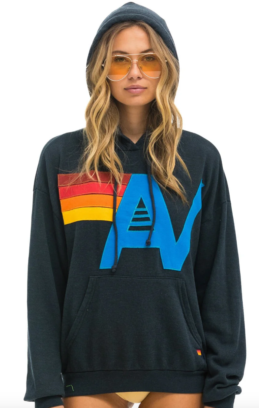 Aviator Nation/ Logo Stitch-Pullover Hoodie Relaxed/ Charcoal