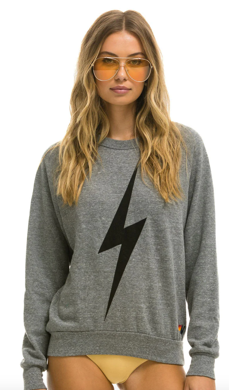 Aviator Nation/ Bolt-Crew Sweatshirt/ Heather Grey