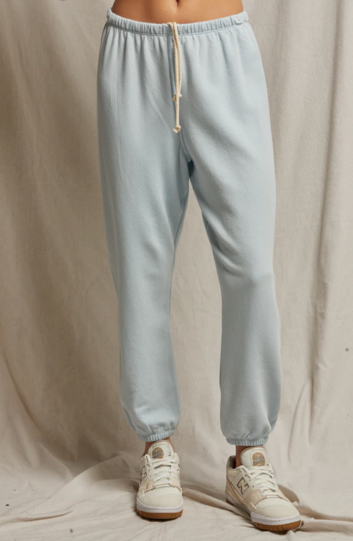 Perfect White Tee - Johnny French Terry Sweatpant in Baby Blue