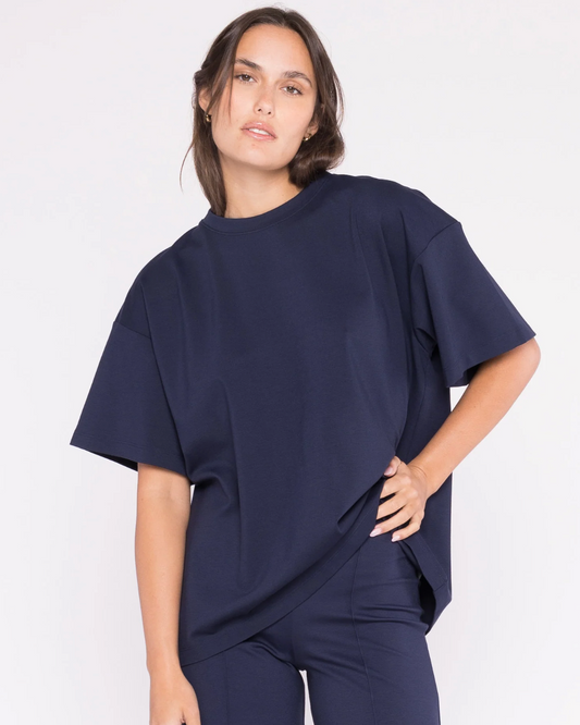 RIPLEY RADER/ Ponte Knit Big Shirt/Navy
