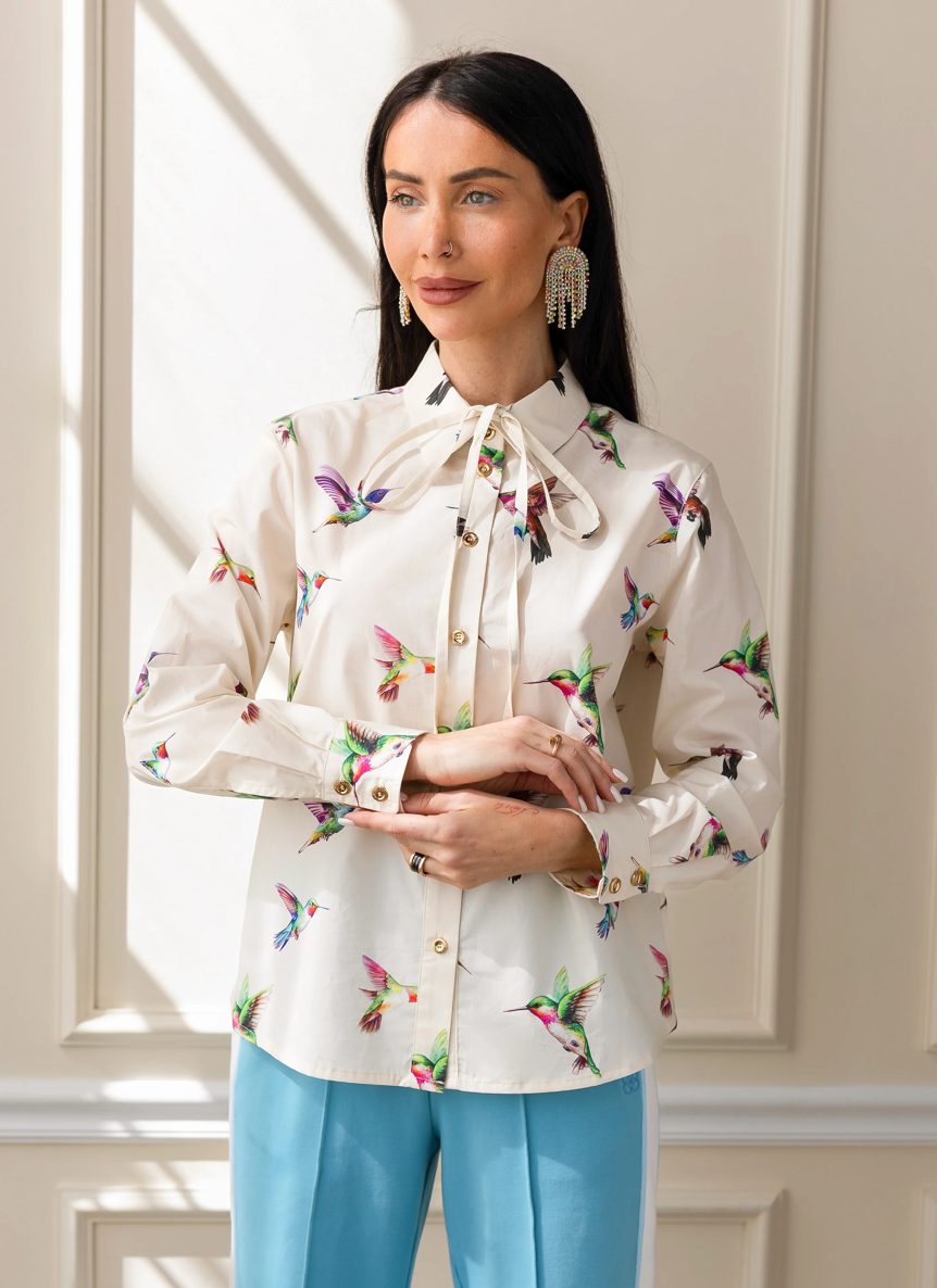 CARE TUCKER | SECRETARIAT POPLIN SHIRT | HUMMINGBIRDS