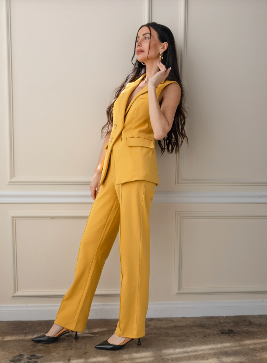 CARE TUCKER | STELLA INTERLOCK PANT | CANARY