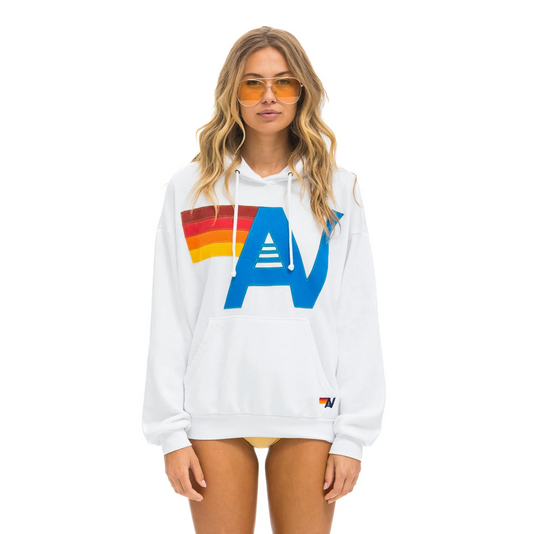 AVIATOR NATION | STITCH RELAXED PULLOVER HOODIE | WHITE