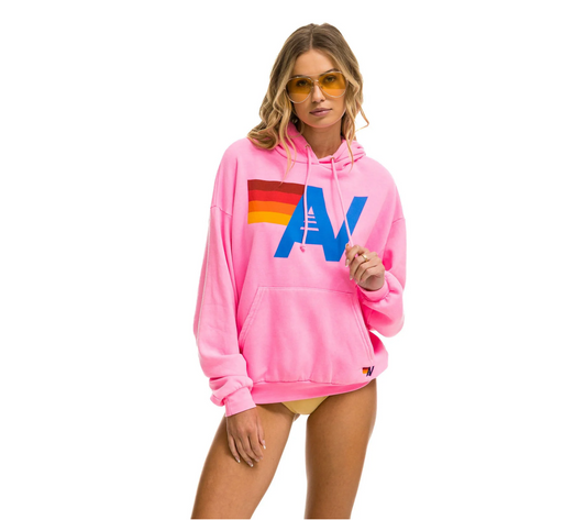 AVIATOR NATION | LOGO PULLOVER HOODIE RELAXED | NEON PINK