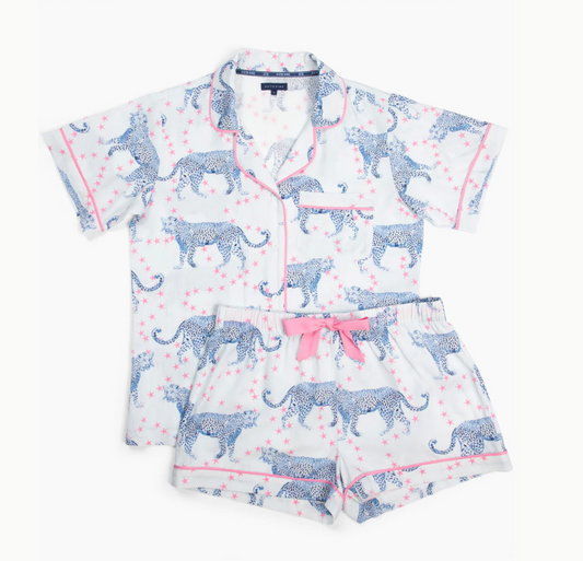 KATIE KIME | COSMIC CHEETAH PJ SET | LIGHT BLUE