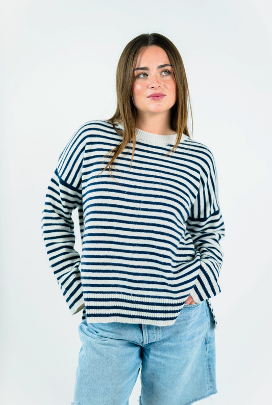 ARCHER | JESSIE BOXY CREWNECK | HEATHER GREY/ECRU