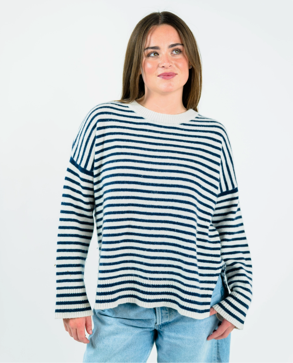 ARCHER | JESSIE BOXY CREWNECK | HEATHER GREY/ECRU
