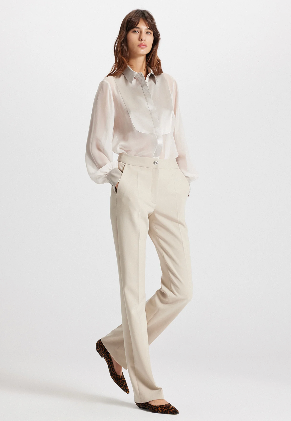 THEO | IDALIA PLASTERON CHIFFON BLOUSE | STONE