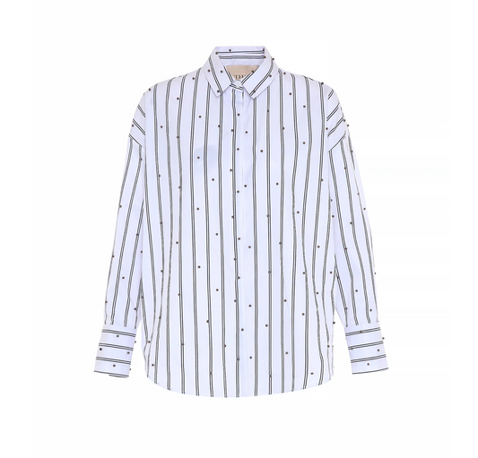 THEO | ECHO PEARLY SHIRT | WHITE/GUNMETAL