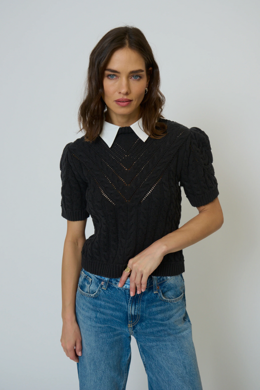 CENTRAL PARK WEST | BROOKE SHORT SLEEVE TWOFER | BLACK