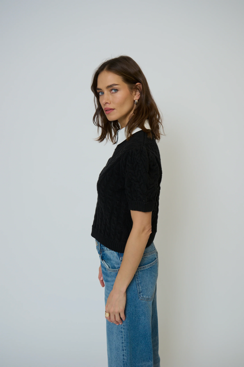 CENTRAL PARK WEST | BROOKE SHORT SLEEVE TWOFER | BLACK
