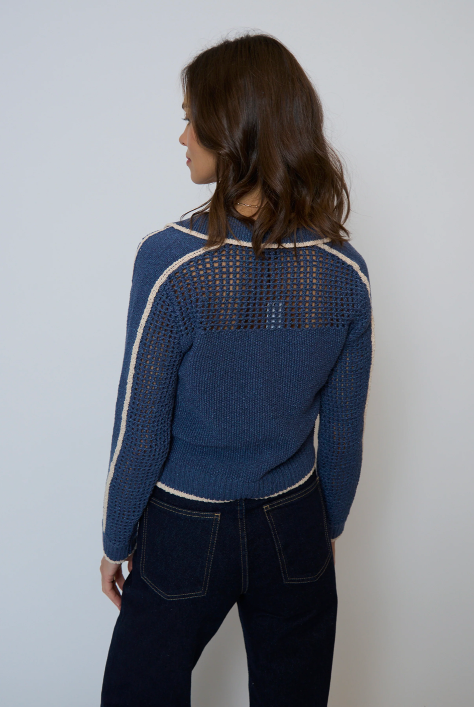 CENTRAL PARK WEST | CARLA MESH YOKE POLO | NAVY COMBO