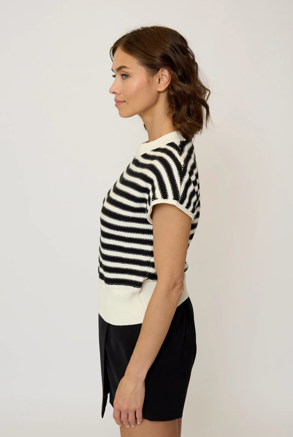 CENTRAL PARK WEST | OLIVE STRIPED STITCH DOLMAN | BONE