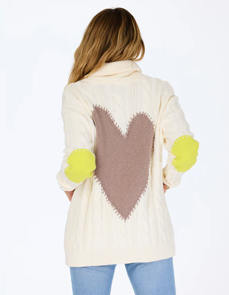 KERRI ROSENTHAL | SHAWL COLLAR HELEN IMPERFECT HEART CARDIGAN | NATURAL