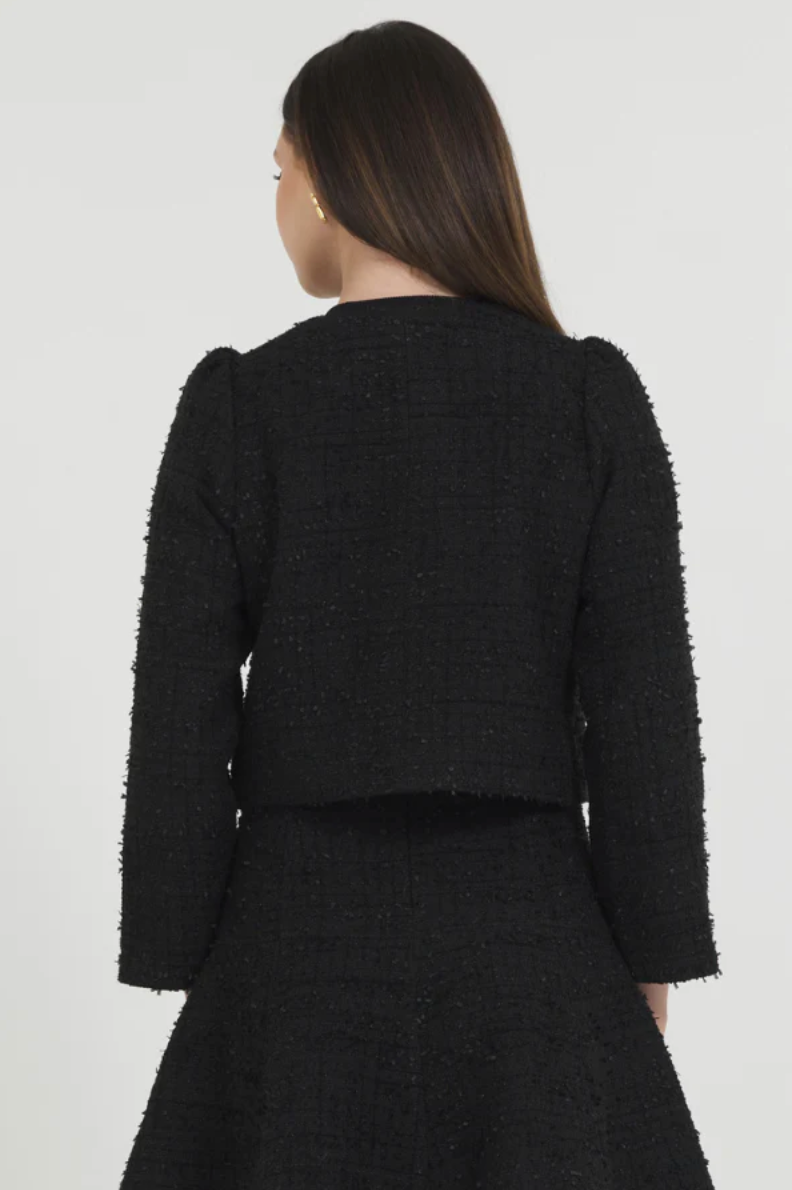 STELLAH | NOVELTY TWEED JACKET | BLACK