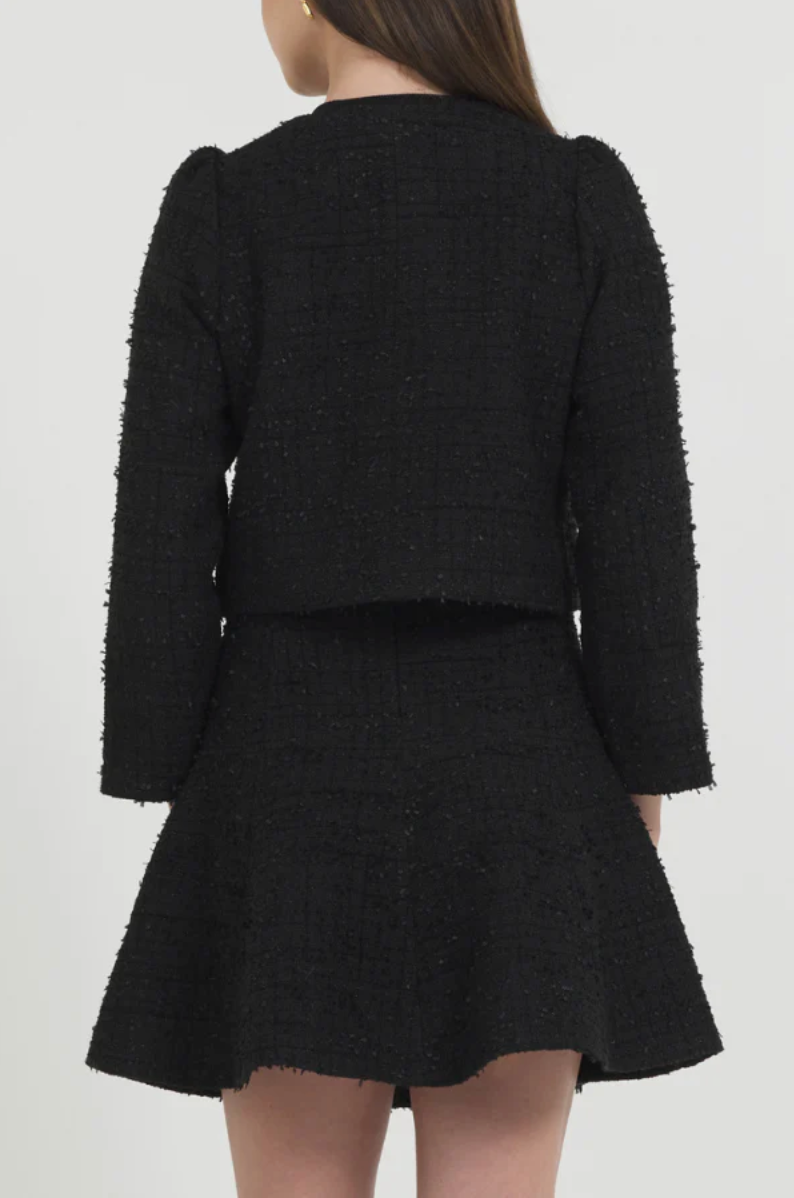 STELLAH | NOVELTY TWEED SKIRT | BLACK