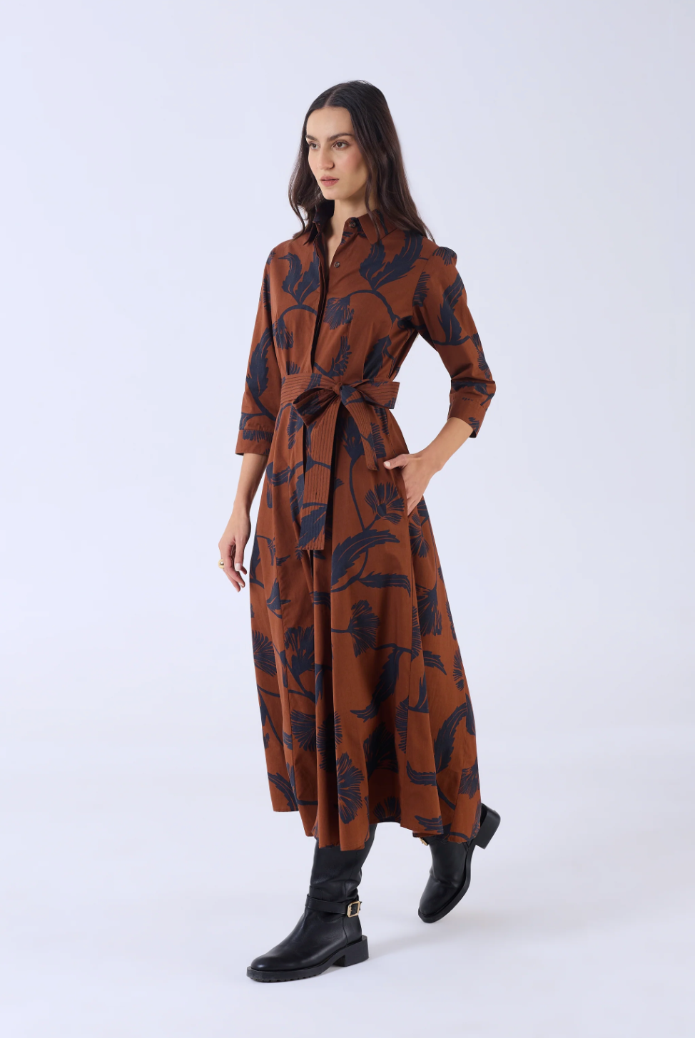 BEYOND BY VERA | EMILY DRESS | NOIR BLOOM BROWN