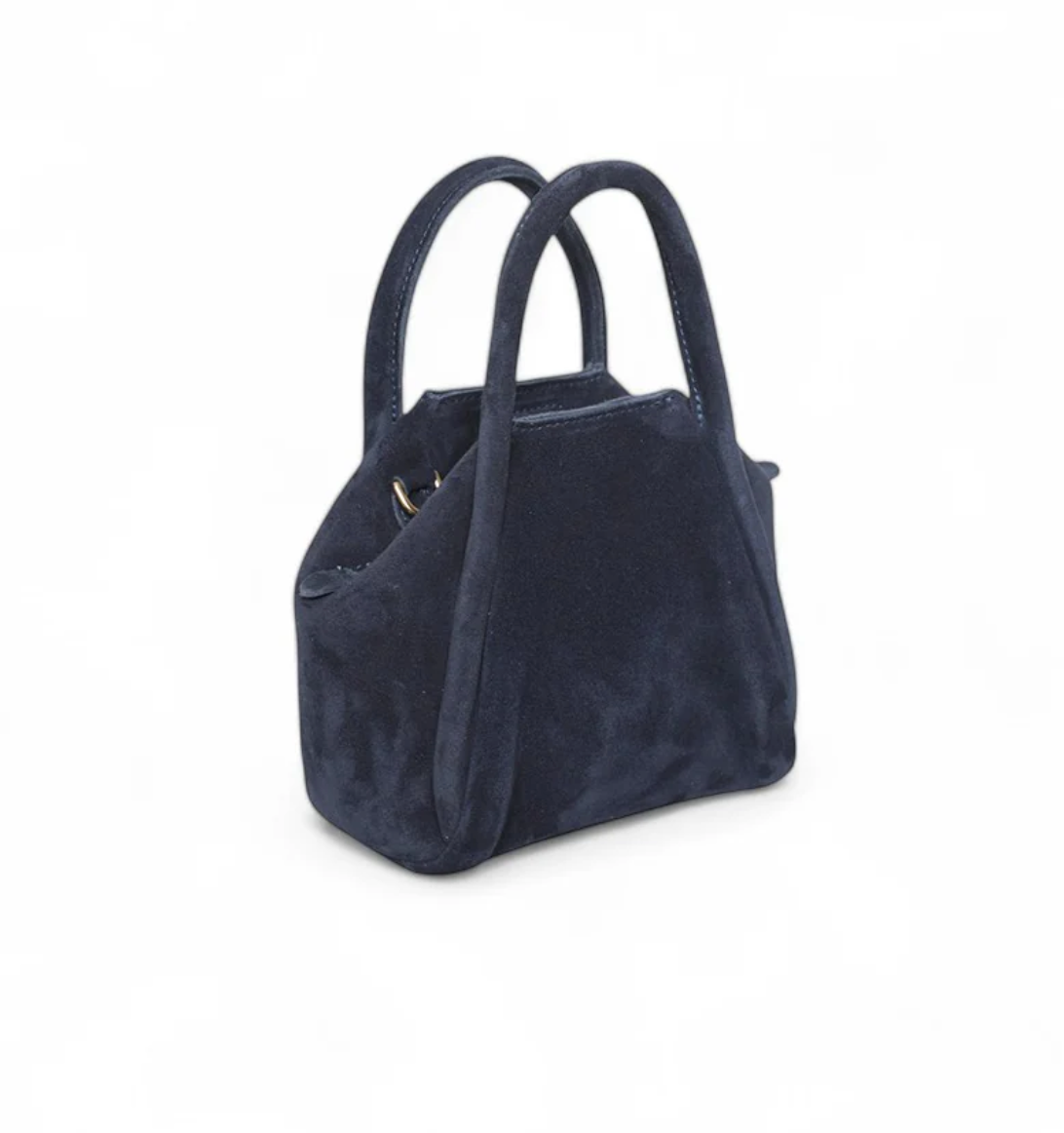 OLIVEVE BAGS | MINI TAYA TOP HANDLE CROSSBODY | MIDNIGHT ITALIAN LEATHER BACKED SUEDE