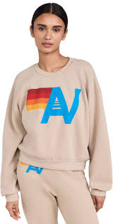 Aviator Nation/ Logo Stitch- Crew crop | Sand