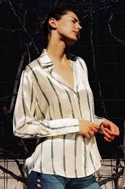 CATHERINEGEE | DARIA FRENCH CUFF SILK BLOUSE | GREEN CHAIN