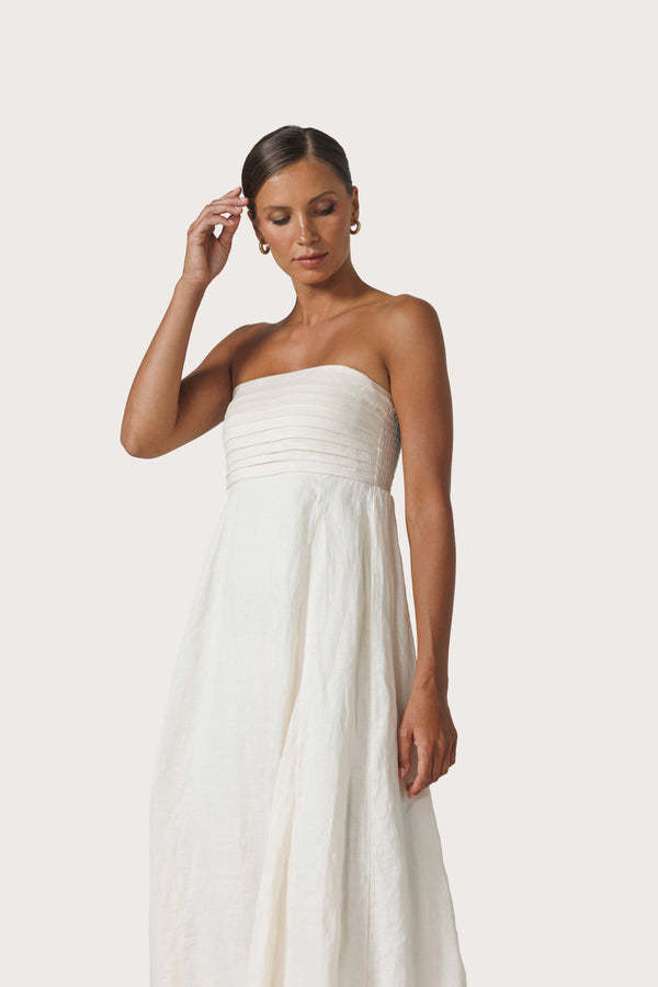 LUSANA | TALIA LINEN DRESS | POWDER