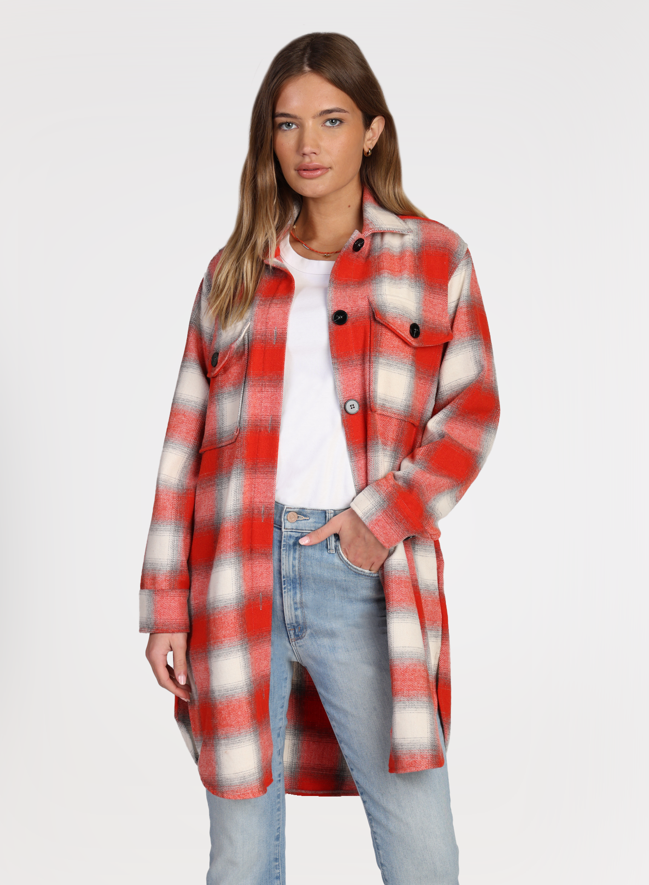 Dylan/ Logna Plaid LongCoat/ Red