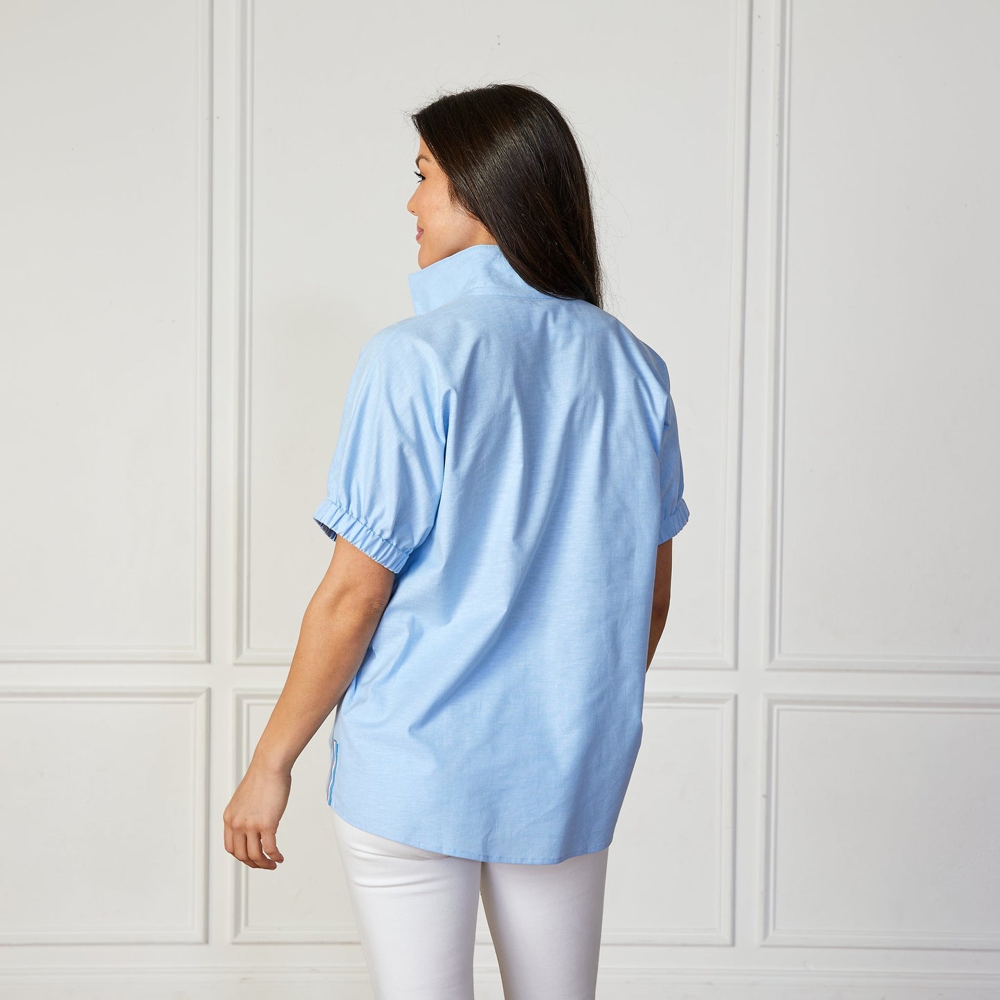 Caryn Lawn | Betsy Collared Top | Chambray Blue