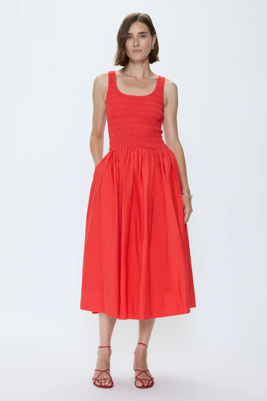 PISTOLA | ALESSA | SMOCKED DROP DRESS | RED