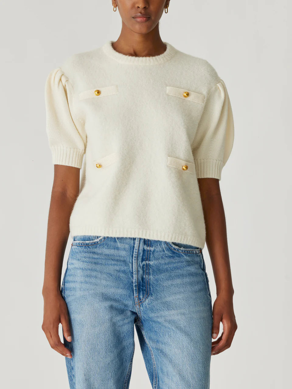 Rebecca Taylor/ Boucle Texture Lady Pullover/ Cream