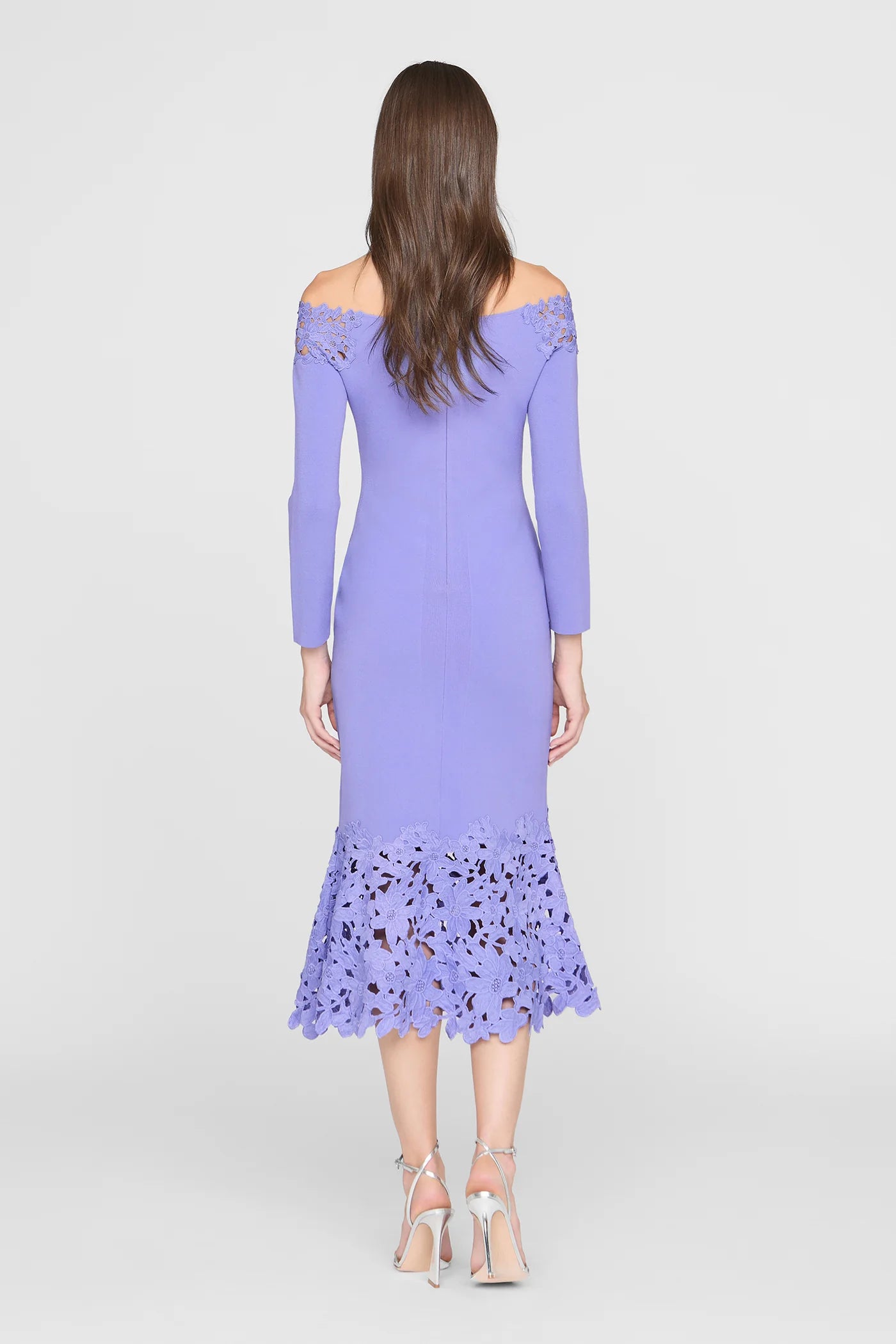 THEIA | SIA KNIT LACE MIDI DRESS | DEEP PERIWINKLE