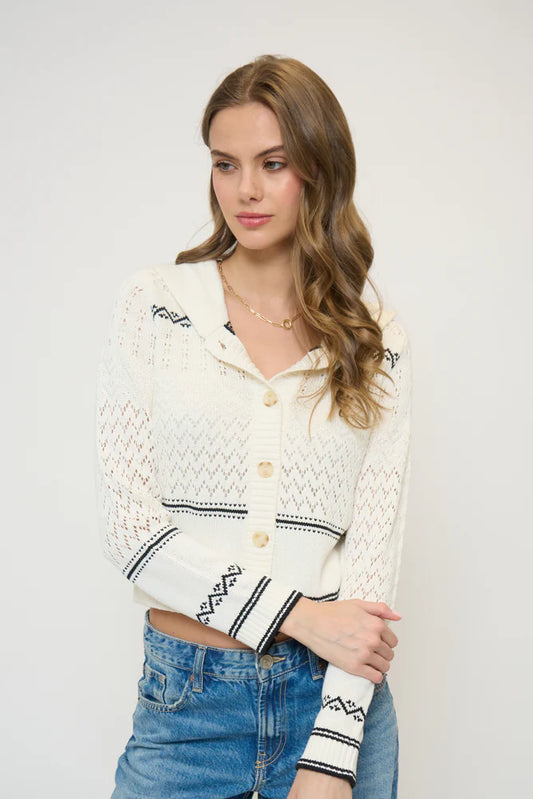 CPW | NAUTICAL HOODED CARDIGAN | IVORY