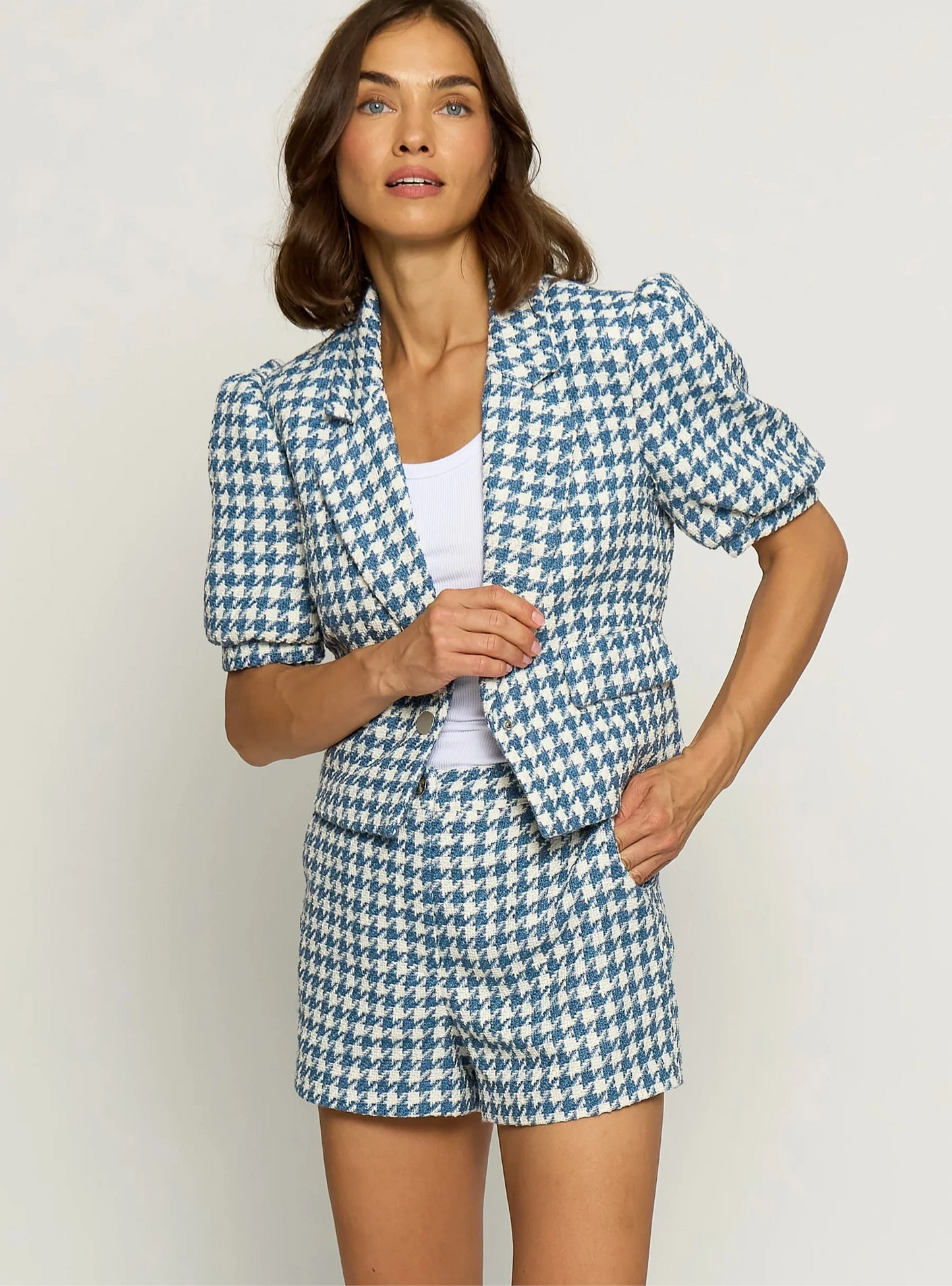 CPW | LINEN SCRUCHED SLEEVE BLAZER | WHITE