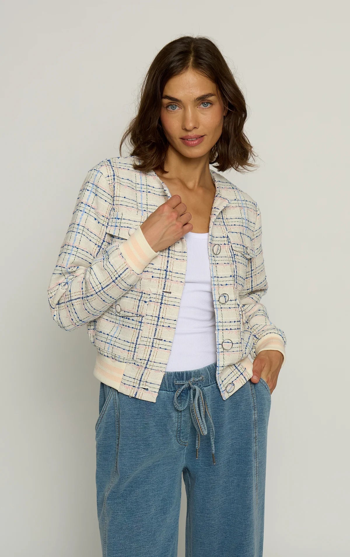 Central Park West/ Cargo Tweed Bomber Jacket