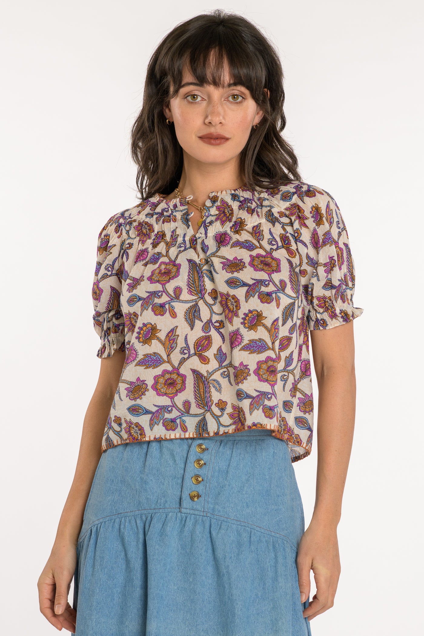 Elizabeth James the Label/ Daisy Top/ Ivory Cactus Flower