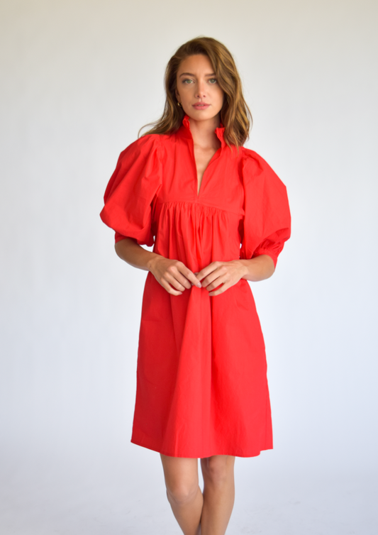 Never A Wallflower/ High Neck Dress Red